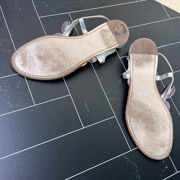 MIU MIU SANDALS mirrored silver leather Size 38 1/2, 8.5 US - Picture 2 of 4